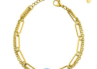 Βραχιόλι Από Ανοξείδωτο Ατσάλι Επιχρυσωμένο Με Ματάκι AA29524 - AMOR AMOR - 