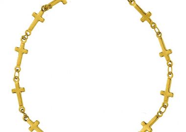 Βραχιόλι Από Ανοξείδωτο Ατσάλι Επιχρυσωμένο Με Σταυρό TA28945 19cm - AMOR AMOR - 