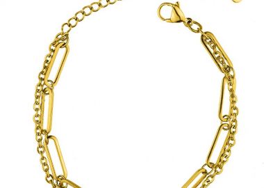 Βραχιόλι Από Ανοξείδωτο Ατσάλι Επιχρυσωμένο Με Τιρκουάζ AA29522 - AMOR AMOR - 