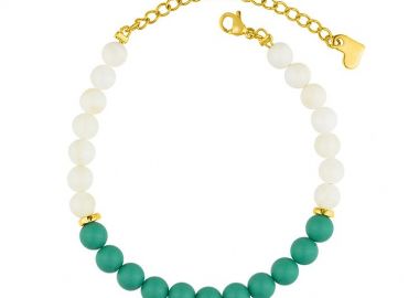 Βραχιόλι Από Ανοξείδωτο Ατσάλι Επιχρυσωμένο Με Τυρκουάζ Και Φίλντισι AA29457 - AMOR AMOR - 