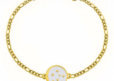 Βραχιόλι Από Ανοξείδωτο Ατσάλι Και Ορείχαλκο Επιχρυσωμένο 24Κ Με Αστέρια Και Φεγγάρι AA25496 - AMOR AMOR - 