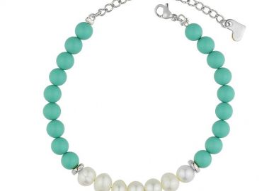 Βραχιόλι Από Ανοξείδωτο Ατσάλι Με Τιρκουάζ Και Μαργαριτάρι AA29465 - AMOR AMOR - 