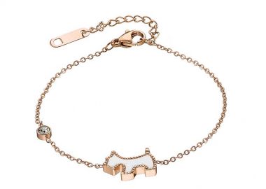 Βραχιόλι Από Ανοξείδωτο Ατσάλι Ροζ Επιχρυσωμένο Με Σκυλάκι AS28387 - AMOR AMOR - 
