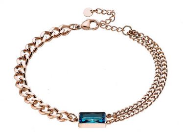 Βραχιόλι Από Ανοξείδωτο Ατσάλι Ροζ Επιχρυσωμένο Με Swarovski AS25287 - AMOR AMOR - 