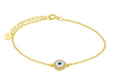 Βραχιόλι Από Ασήμι 925 Επιχρυσωμένο Με Ματάκι Λευκό PS25799 - AMOR AMOR - 