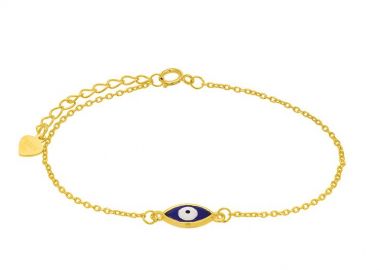 Βραχιόλι Από Ασήμι 925 Επιχρυσωμένο Με Ματάκι Μπλε PS25786 - AMOR AMOR - 