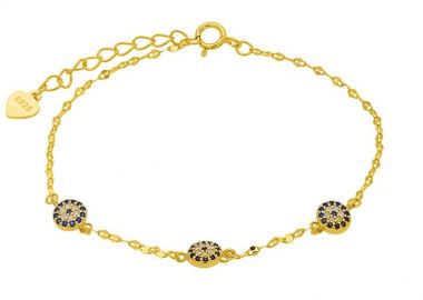 Βραχιόλι Από Ασήμι 925 Επιχρυσωμένο Με Ματάκια Στόχο PS25801 - AMOR AMOR - 