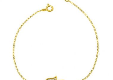 Βραχιόλι Από Ασήμι 925 Επιχρυσωμένο Με Το Χέρι Της Φατιμά EX26691 - AMOR AMOR - 