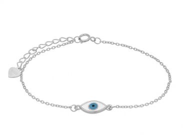 Βραχιόλι Από Ασήμι 925 Με Ματάκι Λευκό PS25787 - AMOR AMOR - 