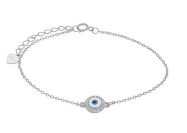 Βραχιόλι Από Ασήμι 925 Με Ματάκι Λευκό PS25798 - AMOR AMOR - 