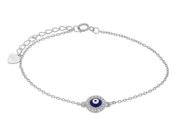 Βραχιόλι Από Ασήμι 925 Με Ματάκι Μπλε PS25797 - AMOR AMOR - 