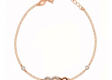 Βραχιόλι Από Ασήμι 925 Ροζ Επιχρυσωμένο 24Κ Με Καρδιές Από Ζιργκόν DM25680 - AMOR AMOR - 