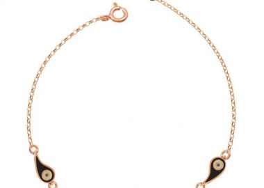 Βραχιόλι Από Ασήμι 925 Ροζ Επιχρυσωμένο Με Ματάκια EX27035 - AMOR AMOR - 