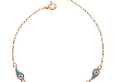 Βραχιόλι Από Ασήμι 925 Ροζ Επιχρυσωμένο Με Ματάκια EX27038 - AMOR AMOR - 