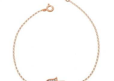 Βραχιόλι Από Ασήμι 925 Ροζ Επιχρυσωμένο Με Το Χέρι Της Φατιμά EX26695 - AMOR AMOR - 