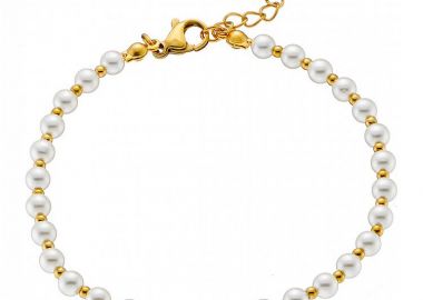 Βραχιόλι Από Ατσάλι Επιχρυσωμένο 24Κ Με Μαργαριτάρια AS21512 - AMOR AMOR - 