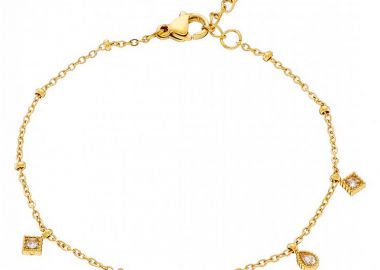 Βραχιόλι Από Ατσάλι Επιχρυσωμένο 24Κ Με Ρόμβους AS21482 - AMOR AMOR - 