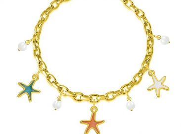 Βραχιόλι Από Ατσάλι Επιχρυσωμένο Με Αστερίες AA29703 19 cm - AMOR AMOR - 