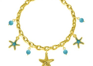 Βραχιόλι Από Ατσάλι Επιχρυσωμένο Με Αστερίες AA29709 17 cm - AMOR AMOR - 