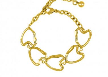 Βραχιόλι Από Ατσάλι Επιχρυσωμένο Με Καρδιές TU29742 - AMOR AMOR - 