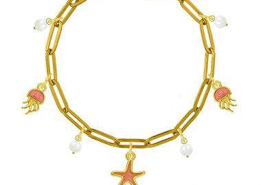 Βραχιόλι Από Ατσάλι Επιχρυσωμένο Με Μέδουσες Και Αστερία AA29734 19 cm - AMOR AMOR - 