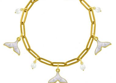 Βραχιόλι Από Ατσάλι Επιχρυσωμένο Με Ουρές Φάλαινας AA29726 17 cm - AMOR AMOR - 