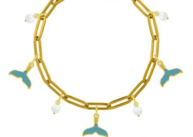 Βραχιόλι Από Ατσάλι Επιχρυσωμένο Με Ουρές Φάλαινας AA29727 19 cm - AMOR AMOR - 