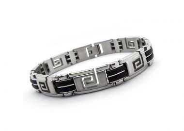 Βραχιόλι από Ατσάλι και καουτσουκ BA114 - Asimenio - 