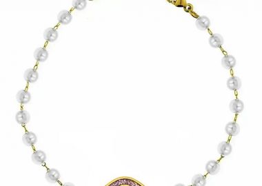 Βραχιόλι Από Ατσάλι Και Ορείχαλκο Με Μαργαριτάρια Και Ματάκι AA25955 - AMOR AMOR - 