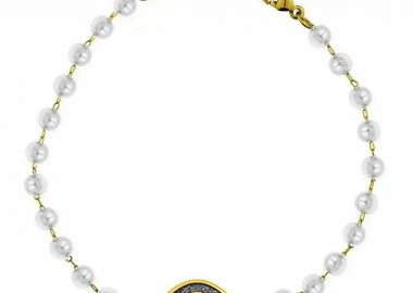 Βραχιόλι Από Ατσάλι Και Ορείχαλκο Με Μαργαριτάρια Και Ματάκι AA25957 - AMOR AMOR - 