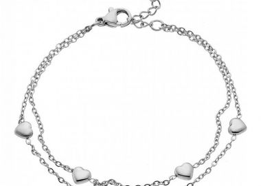 Βραχιόλι Από Ατσάλι Με Καρδιές AS21485 - AMOR AMOR - 