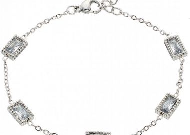 Βραχιόλι Από Ατσάλι Με Κρύσταλλα Λευκά ΑS21521 - AMOR AMOR - 