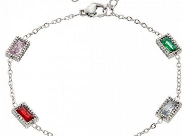 Βραχιόλι Από Ατσάλι Με Κρύσταλλα Πολύχρωμα ΑS21527 - AMOR AMOR - 