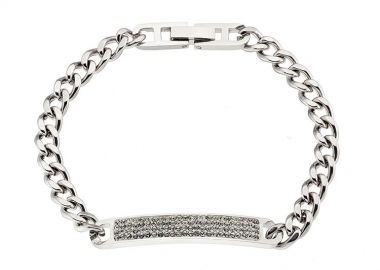 Βραχιόλι Από Ατσάλι Με Πλακέτα Από Ζιργκόν AS25506 - AMOR AMOR - 