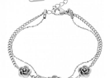 Βραχιόλι Από Ατσάλι Με Τριαντάφυλλα AS21509 - AMOR AMOR - 