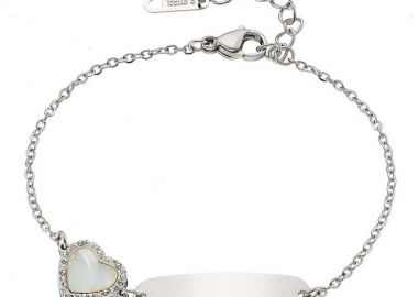 Βραχιόλι Από Ατσάλι Ταυτότητα Με Λευκή Καρδιά AS25981 - AMOR AMOR - 