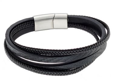 Βραχιόλι Από Δέρμα Και Ατσάλι AS25904 - AMOR AMOR - 