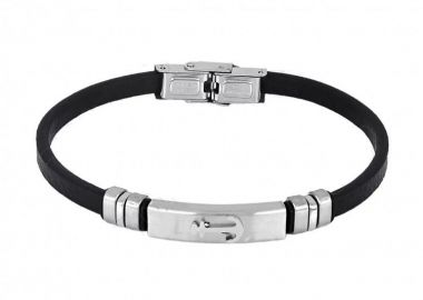 Βραχιόλι Από Δέρμα Και Ατσάλι Με Άγκυρα TU29869 - AMOR AMOR - 