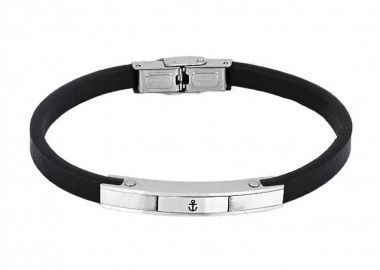 Βραχιόλι Από Δέρμα Και Ατσάλι Με Άγκυρα TU29872 - AMOR AMOR - 