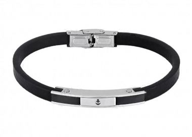 Βραχιόλι Από Δέρμα Και Ατσάλι Με Άγκυρα TU29873 - AMOR AMOR - 