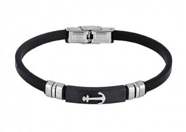 Βραχιόλι Από Δέρμα Και Ατσάλι Με Άγκυρα TU29913 - AMOR AMOR - 