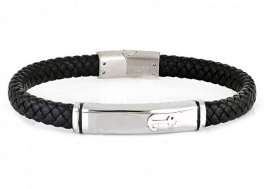 Βραχιόλι Από Δέρμα Και Ατσάλι Με Άγκυρα TU29942 - AMOR AMOR - 