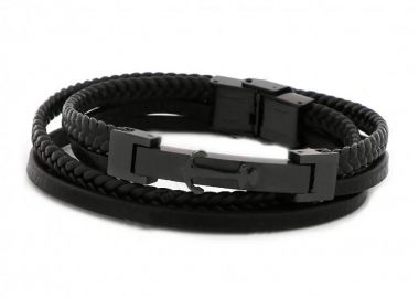 Βραχιόλι Από Δέρμα Και Ατσάλι Με Άγκυρα TU29958 - AMOR AMOR - 