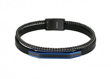 Βραχιόλι Από Δέρμα Και Ατσάλι Με Μαίανδρο TU29839 - AMOR AMOR - 