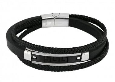 Βραχιόλι Από Δέρμα Και Ατσάλι Με Μαίανδρο TU29840 - AMOR AMOR - 