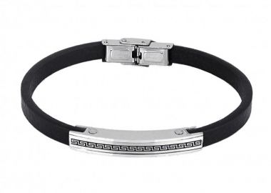 Βραχιόλι Από Δέρμα Και Ατσάλι Με Μαίανδρο TU29848 - AMOR AMOR - 