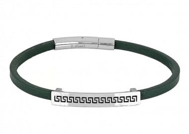 Βραχιόλι Από Δέρμα Και Ατσάλι Με Μαίανδρο TU29862 - AMOR AMOR - 