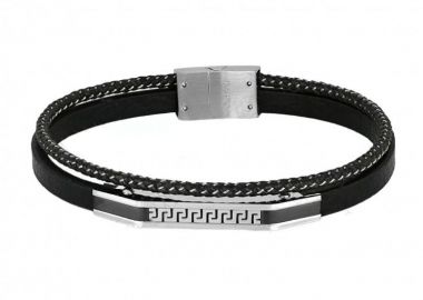 Βραχιόλι Από Δέρμα Και Ατσάλι Με Μαίανδρο TU29876 - AMOR AMOR - 