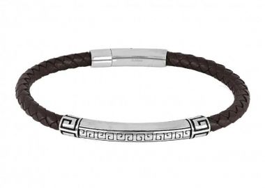 Βραχιόλι Από Δέρμα Και Ατσάλι Με Μαίανδρο TU29884 - AMOR AMOR - 