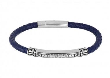 Βραχιόλι Από Δέρμα Και Ατσάλι Με Μαίανδρο TU29885 - AMOR AMOR - 